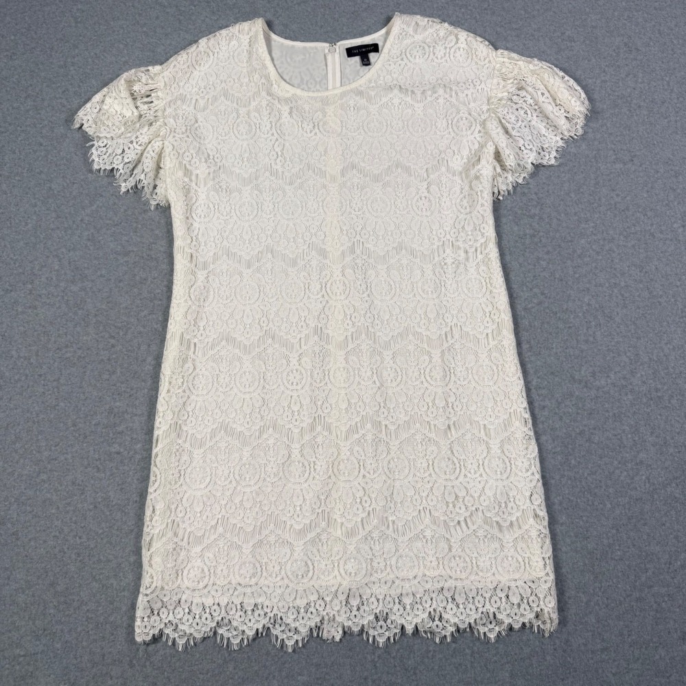 The Limited White Floral Lace Flutter Sleeve Wedding Rehersal Dress Size 10